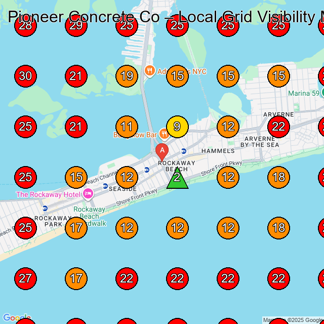 Pioneer Concrete Co GeoGrid visibility map for General Contractor in Queens